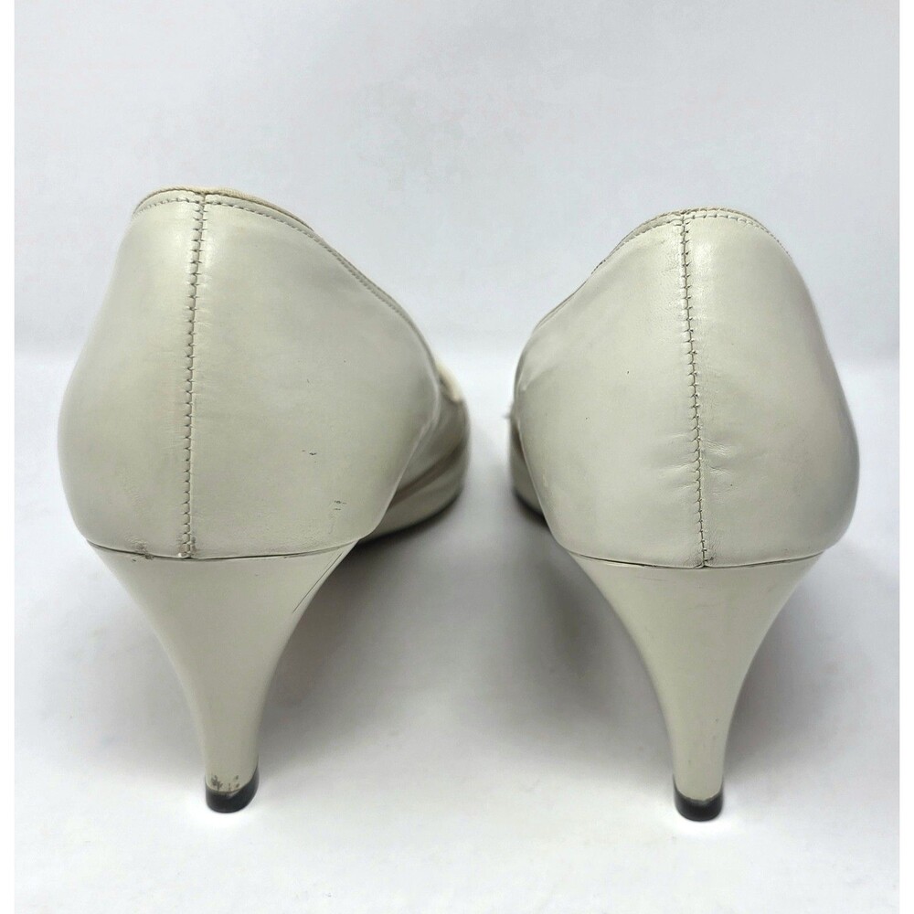 Fanfares Connie VTG 50s Mod Bandstand Bone Babydoll Bow Pumps, Box Size 10 B/AA - Picture 6 of 16